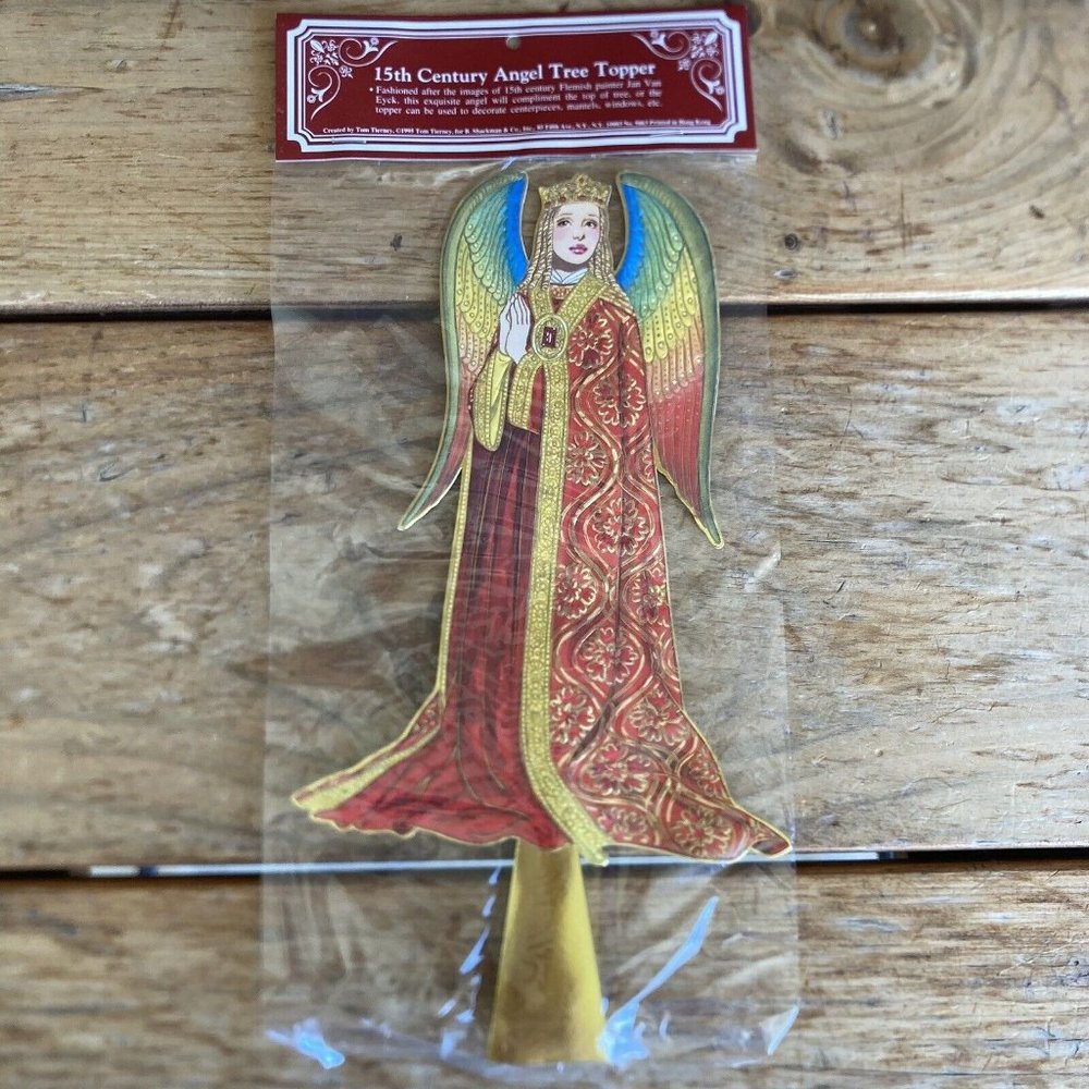 NOS VTG 1995 Shackman Diecut 15th Century Angel Tree Topper 11 Inch Tall